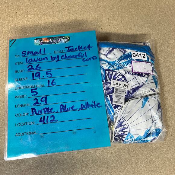 Lavon Vtg Women's Nautical Seashell Windbreaker Track Jacket SZ S Baggy 90s Blue - Picture 13 of 14